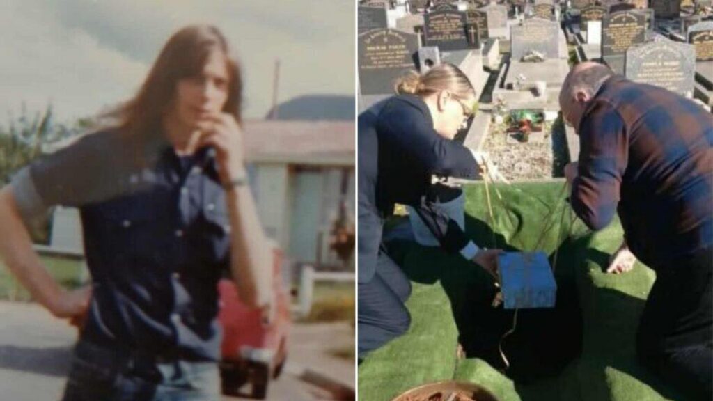 Tony Santi (left) died in 1976 but it took 50 years for all his remains to be buried together.
