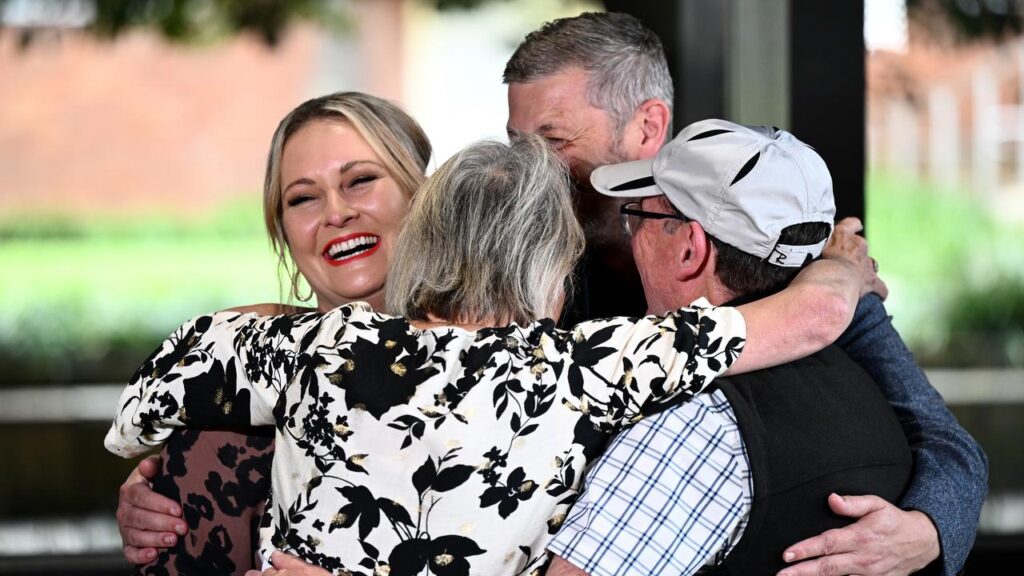 Lauren Huxley’s family celebrated the NSW State Parole Authority’s decision.
