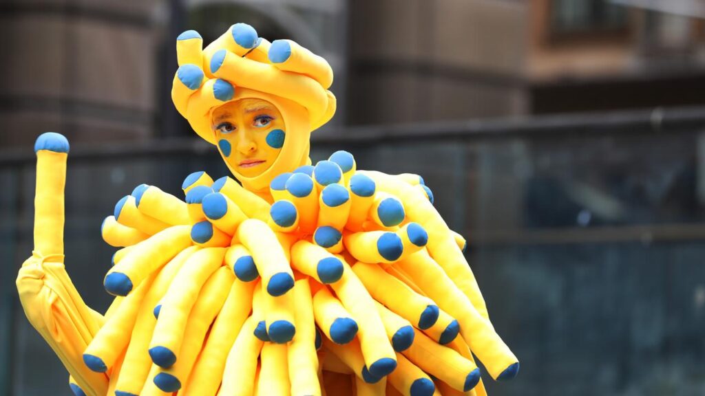 A colourful protest has highlighted the issues with coral harvesting on the Great Barrier Reef.
