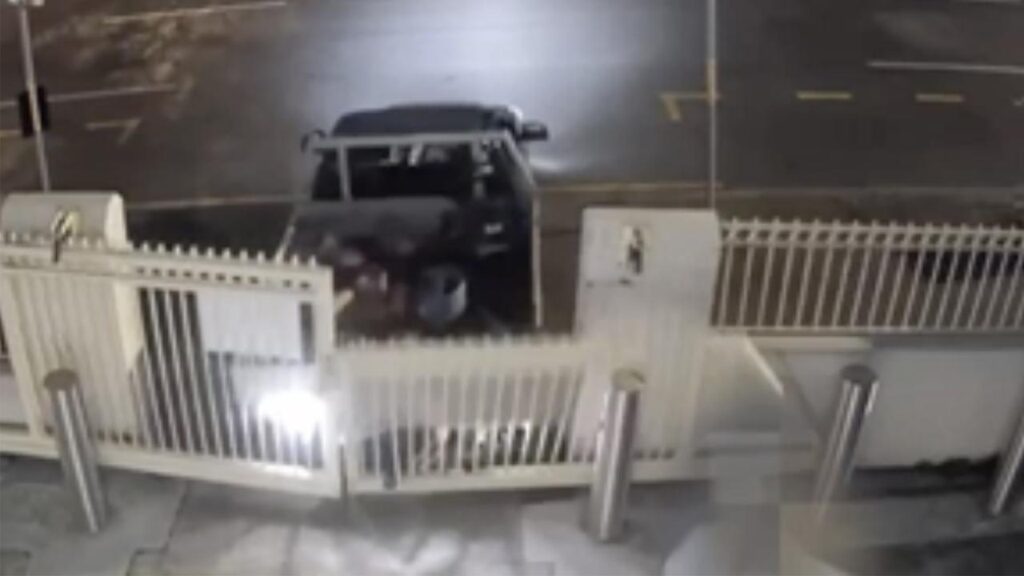 Matthew De Campo is accused of partially knocking down the front gate of Brisbane Synagogue.
