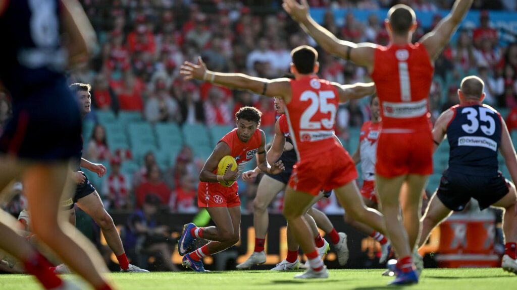 A seven-goal haul to Malcolm Rosas was central to the Swans’ win over Melbourne at the SCG. 
