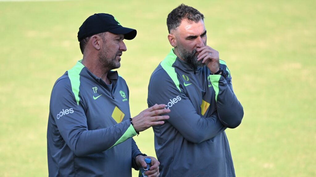 Tony Popovic (left) has some tough World Cup calls to make after the weekend friendly with Mexico.
