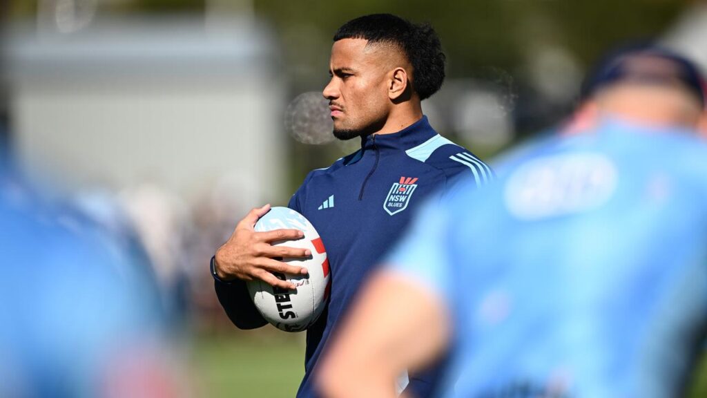 NSW centre Stephen Crichton missed the Blues’ first training session at their Central Coast camp.
