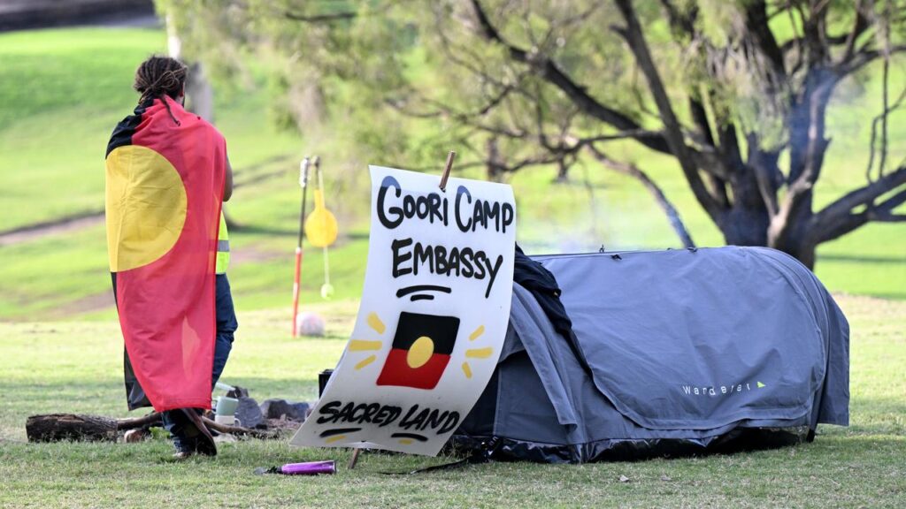 Police have dismantled a camp at the site of a Brisbane Olympic Games venue and moved on protesters.
