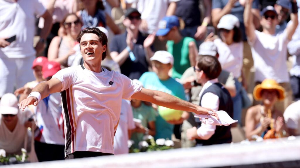 Australia’s Adam Walton celebrates his stunning defeat of Daniil Medvedev at the French Open.
