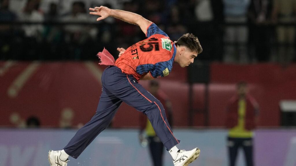 Punjab’s Xavier Bartlett got hit for 19 off his last over, failing to halt Mumbai’s victory march.

