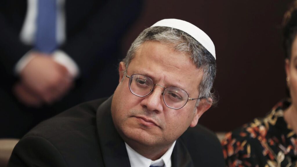 Israel’s national security minister Itamar Ben-Gvir is shown in a video hurling abuse at activists.
