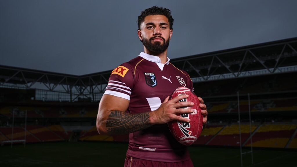 Jojo Fifita started his career in rugby union but will now make his Queensland rugby league debut.
