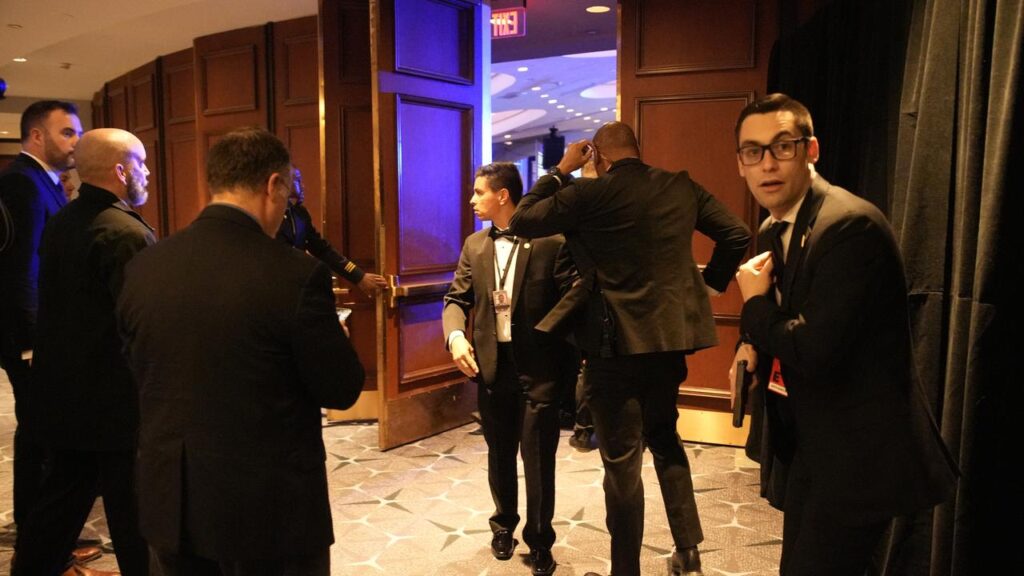 Special agents during the shooting at White House Correspondents’ Association dinner in Washington.
