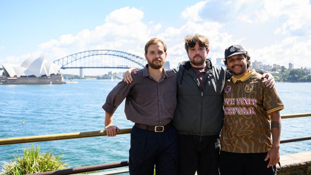 Flotilla participants Zack Schofield (left) and Ethan Floyd (centre) were detained by the IDF.
