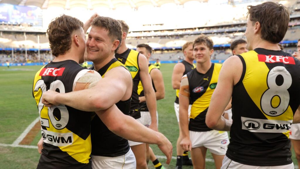 Richmond have snapped a 12-match losing streak with a gritty win over the Eagles in Perth.
