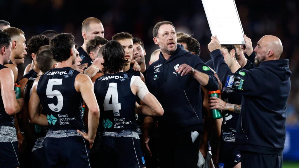 Caretaker coach Josh Fraser and his Carlton team face a big test against Geelong on Friday night.
