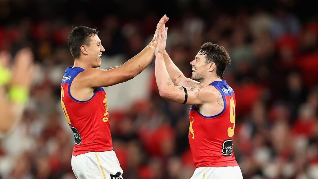 Free agent Lachie Neale (right) has been racking up the numbers for the Brisbane Lions this season.
