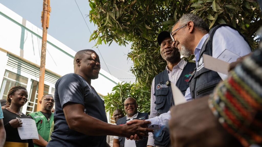 WHO chief Tedros Adhanom Ghebreyesus has met Ezo Etienne, a health worker who recovered from Ebola.
