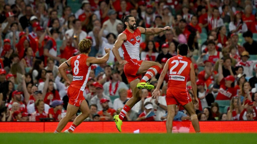 Brodie Grundy has been a dominant figure for Sydney this season as the Swans consider his workload.
