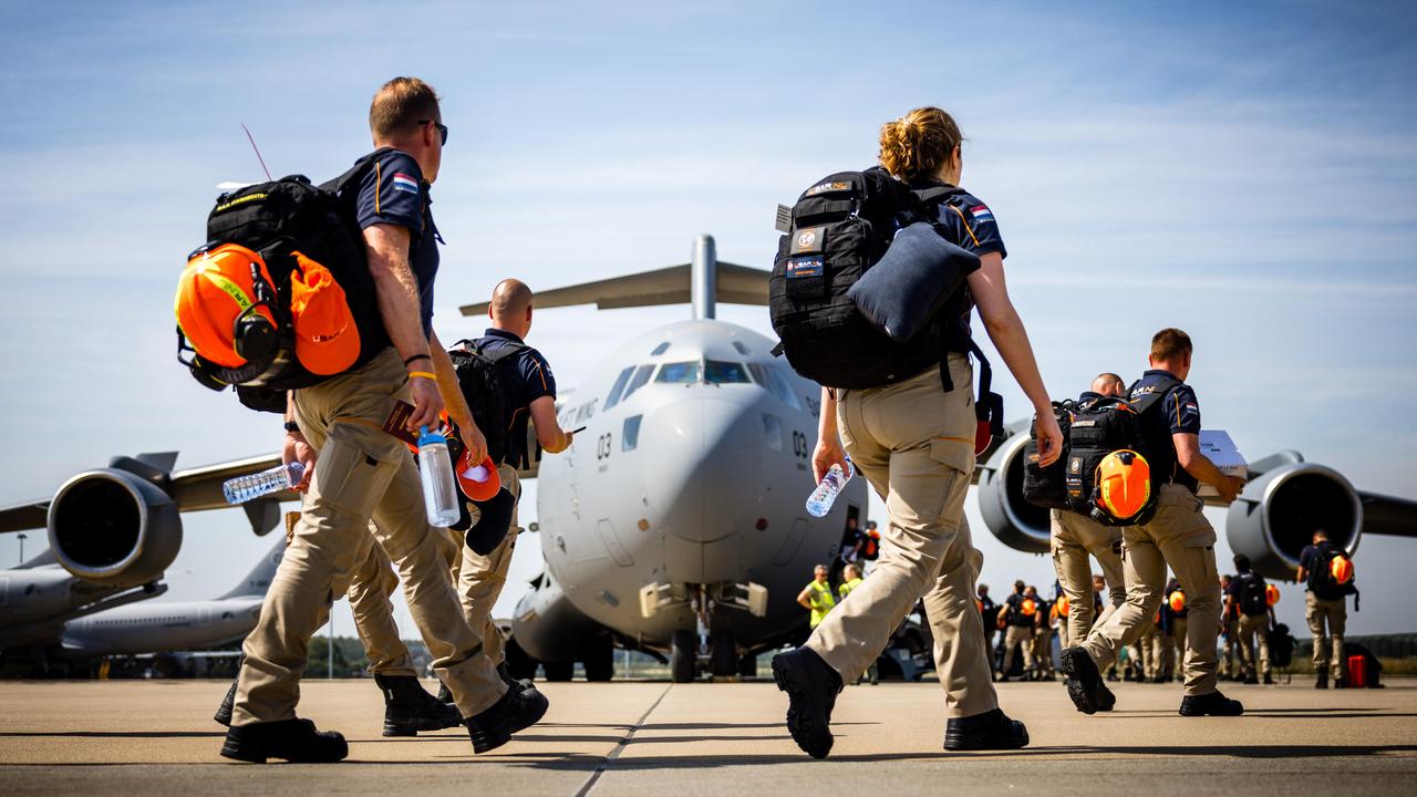 A Dutch rescue team departs from Eindhoven Air Base for Venezuela