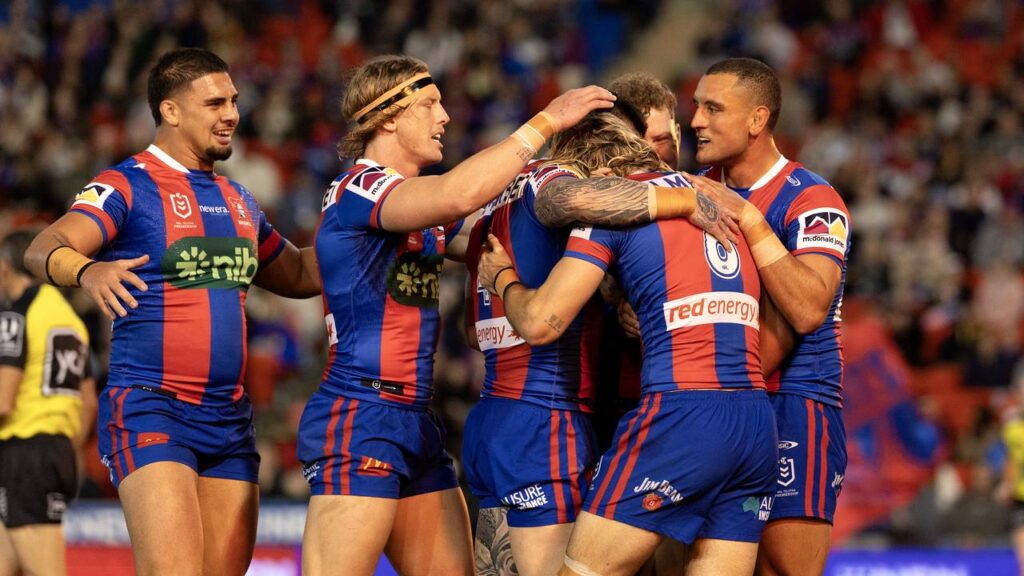 The Knights have held on for a nerve-racking two-point win over the Dragons.
