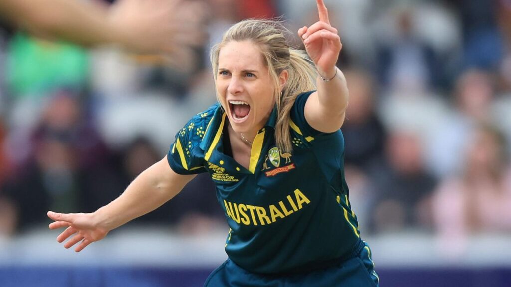 Australia captain Sophie Molineux shows that winning feeling as she leads her side to victory.
