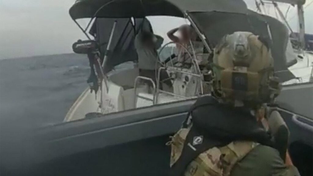 Tactical response police intercepted a vessel about 50km off the coast of Exmouth.
