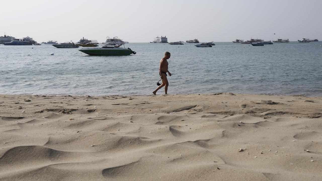 An empty beach in Pattaya city, Chonburi province, Thailand