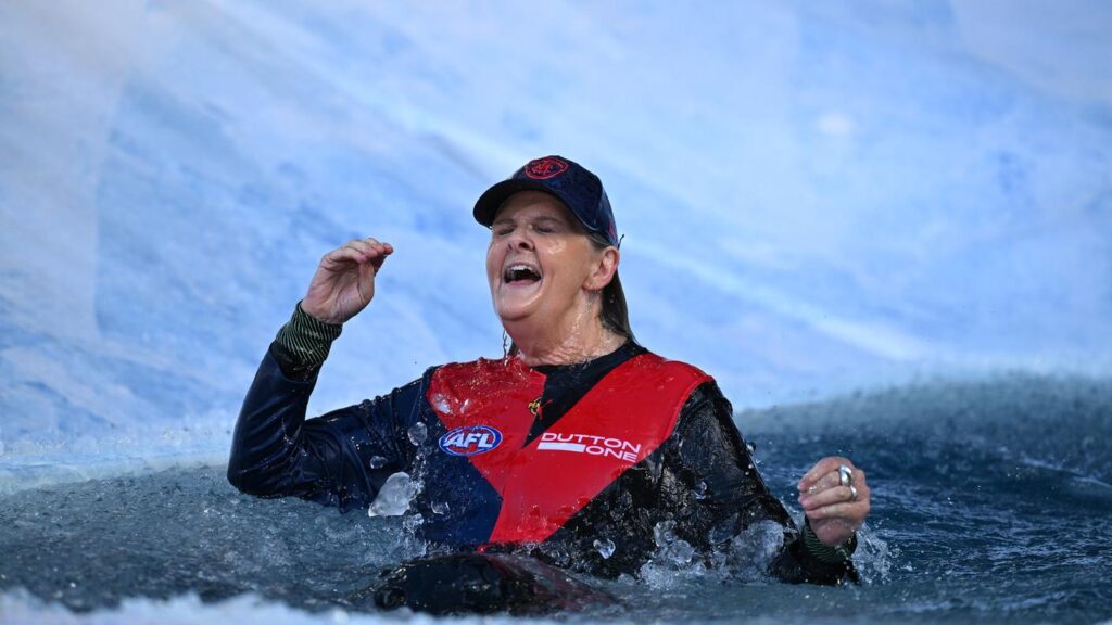 Governor-General Sam Mostyn went down the slide at the 12th Big Freeze.
