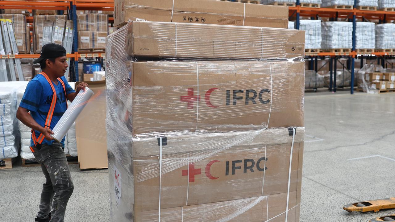 Humanitarian aid bound for Venezuela in Panama City, Panama