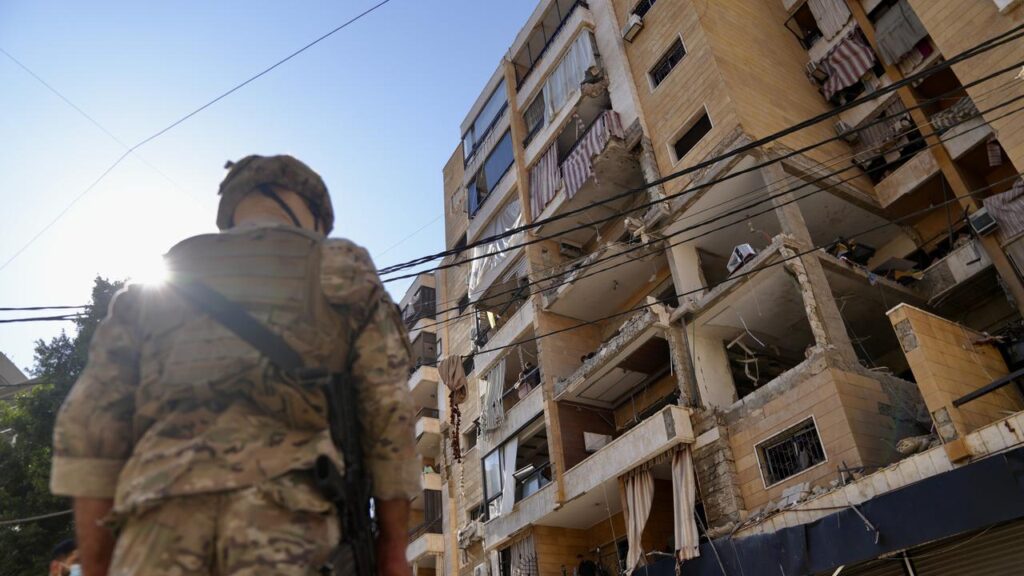 The Israeli army says it struck Dahiyeh in Beirut after Hezbollah fired towards northern Israel.
