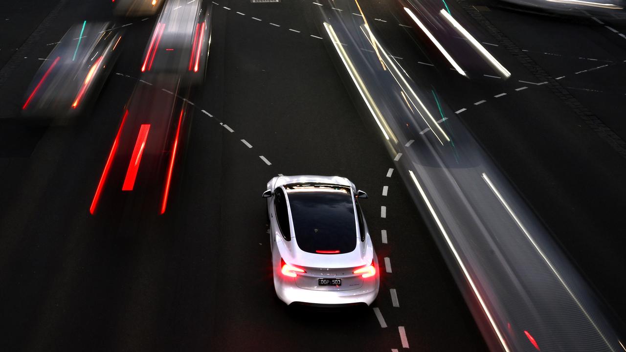 Traffic on road at night