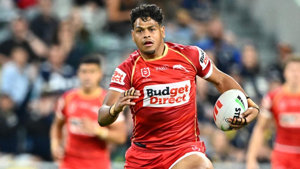 In fine form, Selwyn Cobbo opened the scoring for the Dolphins in their big win over the Cowboys.
