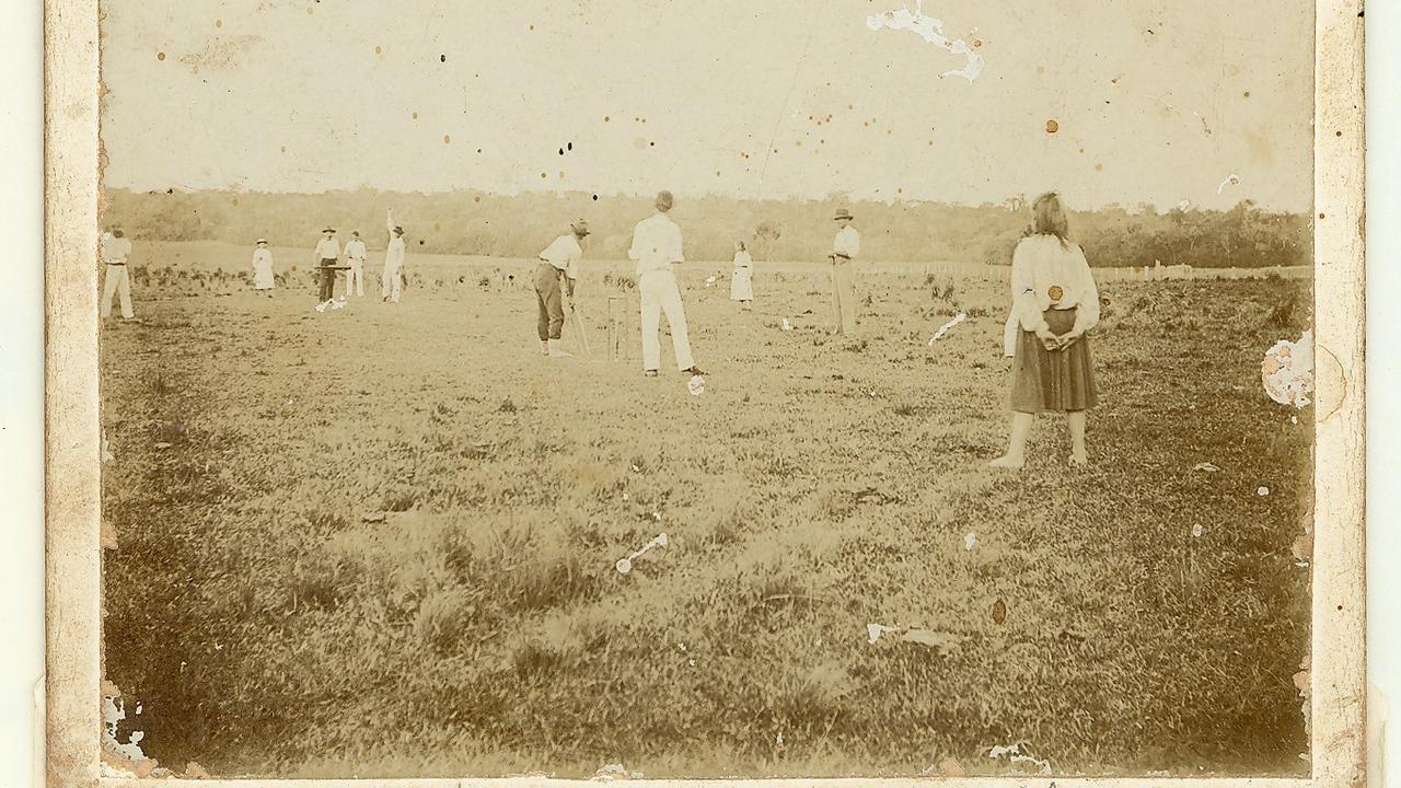 Residents of Cosme, Paraguay, playing cricket
