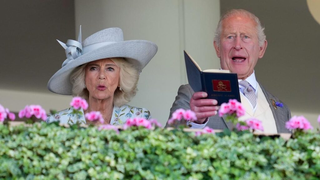 King Charles III and Queen Camilla watch as his eponymous race reaches a climax at Royal Ascot.
