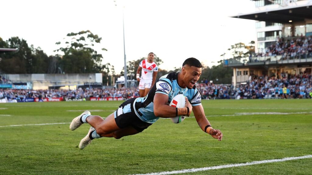 Ronaldo Mulitalo is back to his high-flying ways for Cronulla, and has an eye on a Kiwis jersey.

