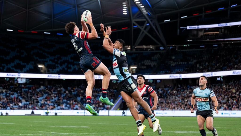 Mark Nawaqanitawase has led the Roosters’ Origin contingent in a 19-point win over Cronulla.
