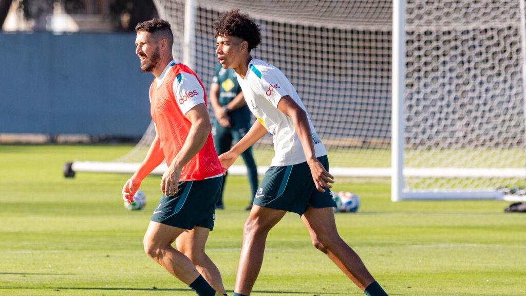Mathew Leckie and Lucas Herrington are training up a storm with the Socceroos in California.
