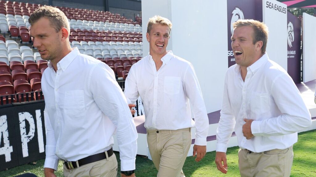 Brothers in arms: Tom, Ben and Jake Trbojevic are doing great things off the field in Manly as well.
