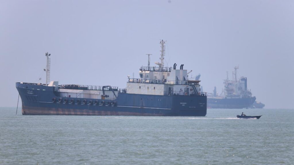 The UK Maritime Trade Operations says an “unknown projectile” damaged the bridge of a ship.

