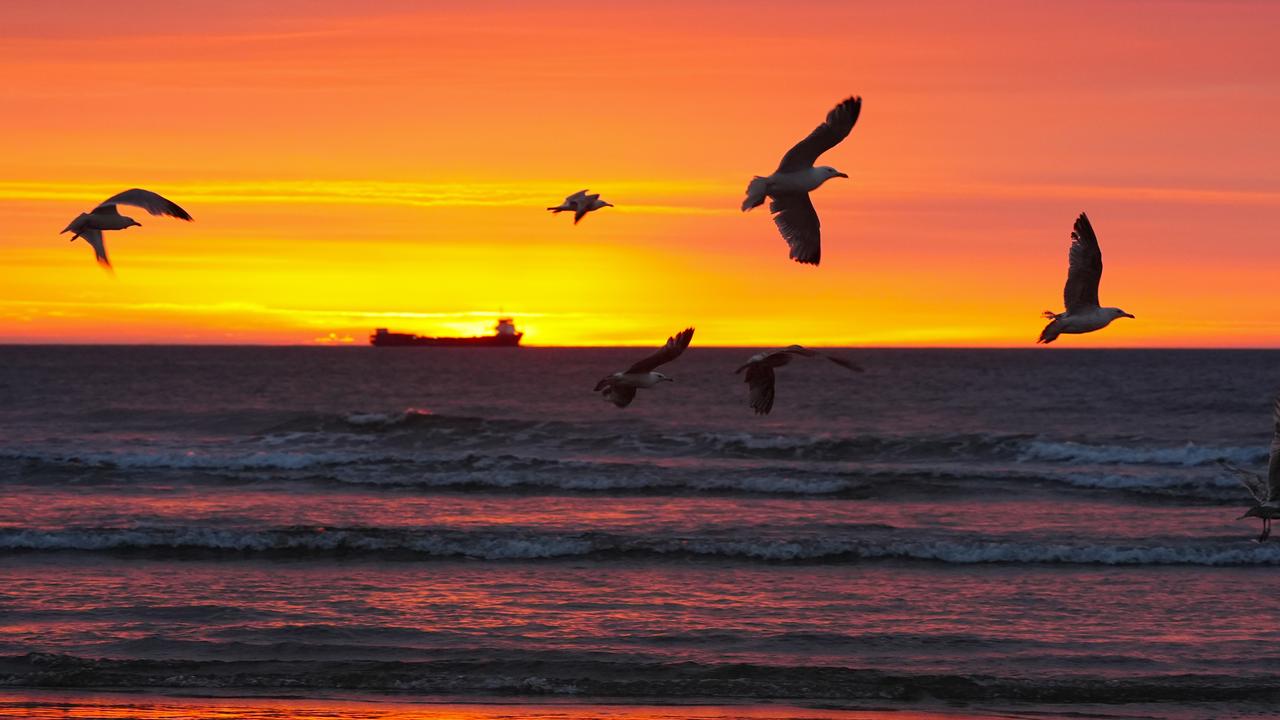 Sunrise at Tynemouth Beach in the north east of England