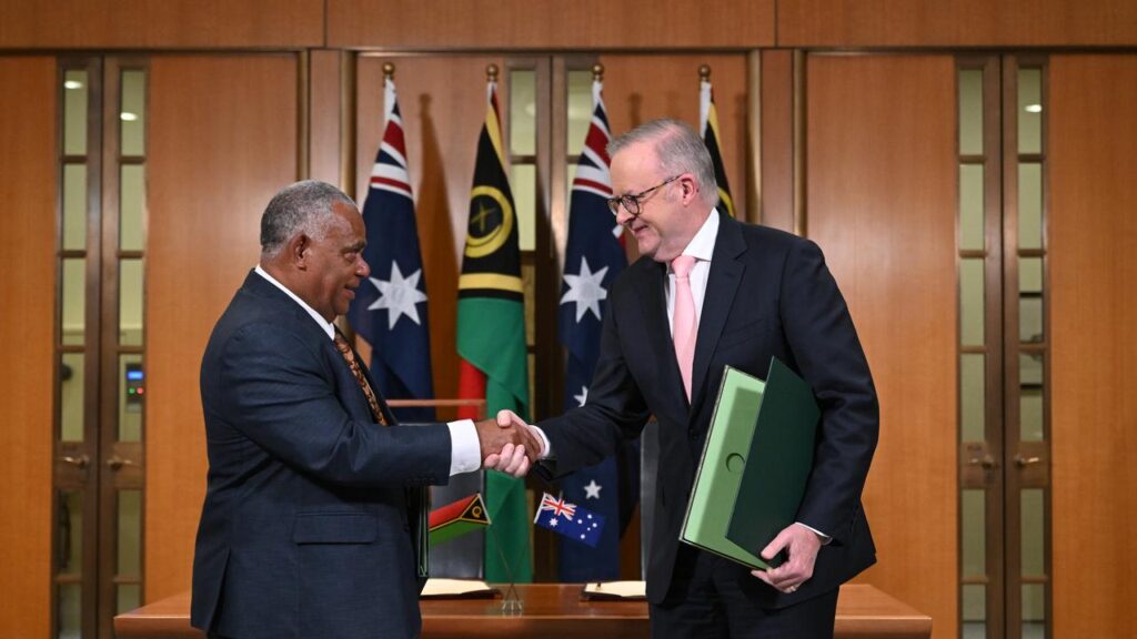 Prime Minister Anthony Albanese and his Vanuatu counterpart have signed the Nakamal agreement.
