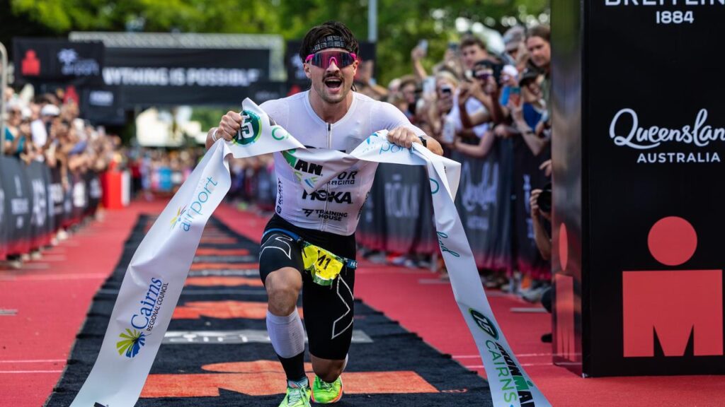 Nick Thompson has won the 15th Ironman Cairns race.
