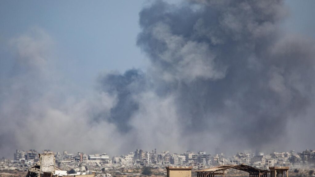 An Israeli strike near a building in the Nuseirat refugee camp has killed two brothers.
