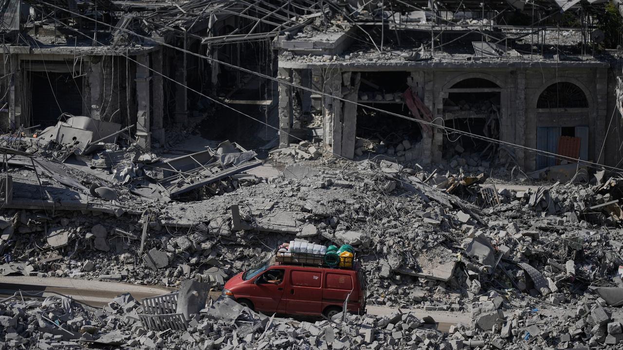 Buildings destroyed by Israeli air strikes in Nabatiyeh, Lebanon
