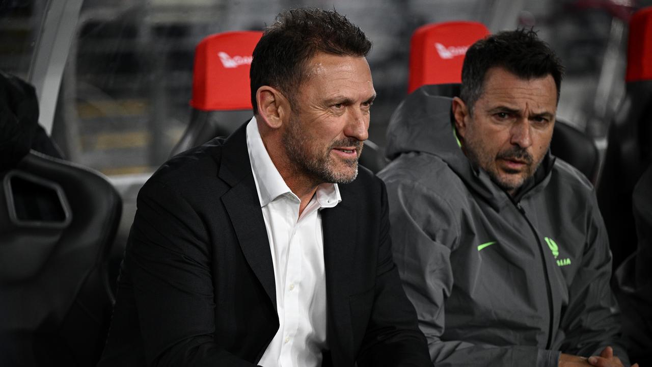 Socceroos coach Tony Popovic and assistant Paul Okon.