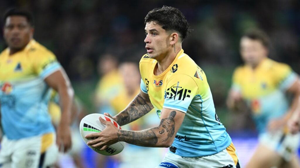 Jayden Campbell has razzled and dazzled in a comfortable Titans road win over the Dragons.
