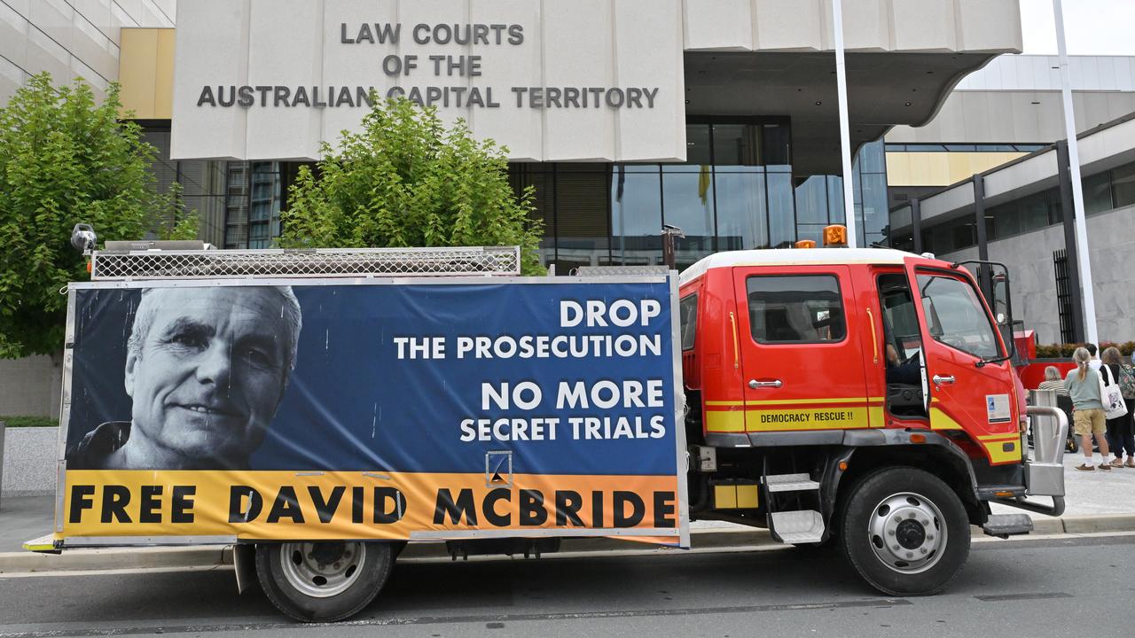 Supporters for David McBride outside court (file image)