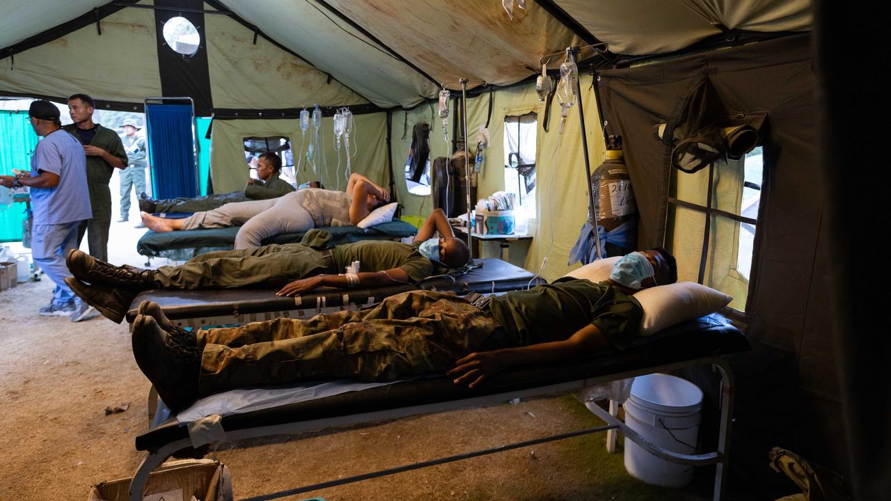 A makeshift army hospital