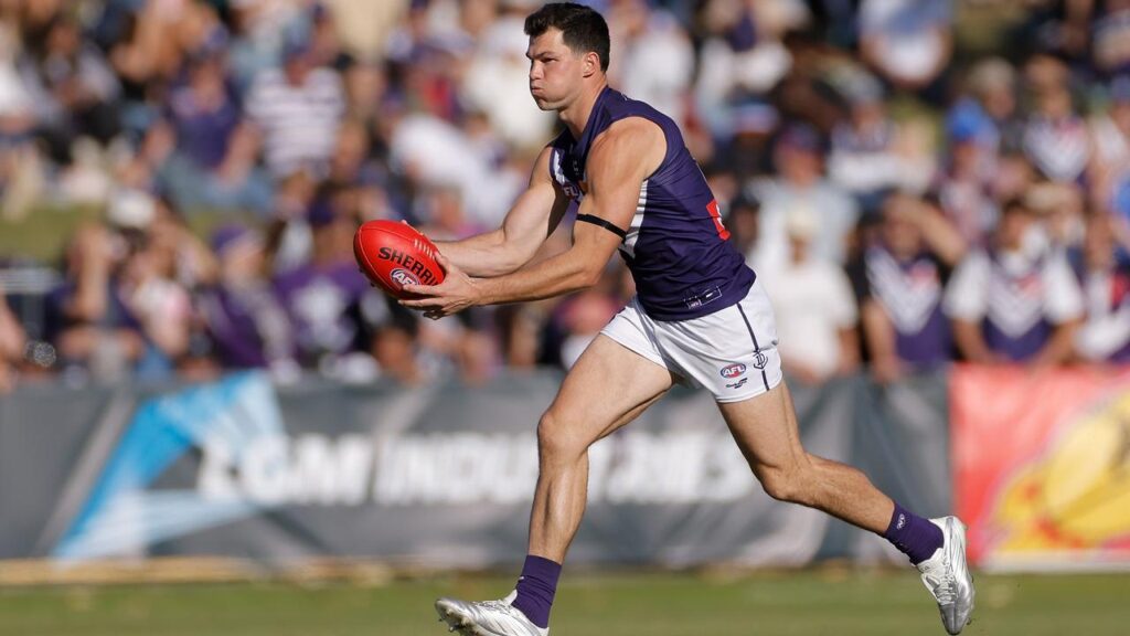 Fremantle’s Jaeger O’Meara has been sidelined with a syndesmosis ankle injury.

