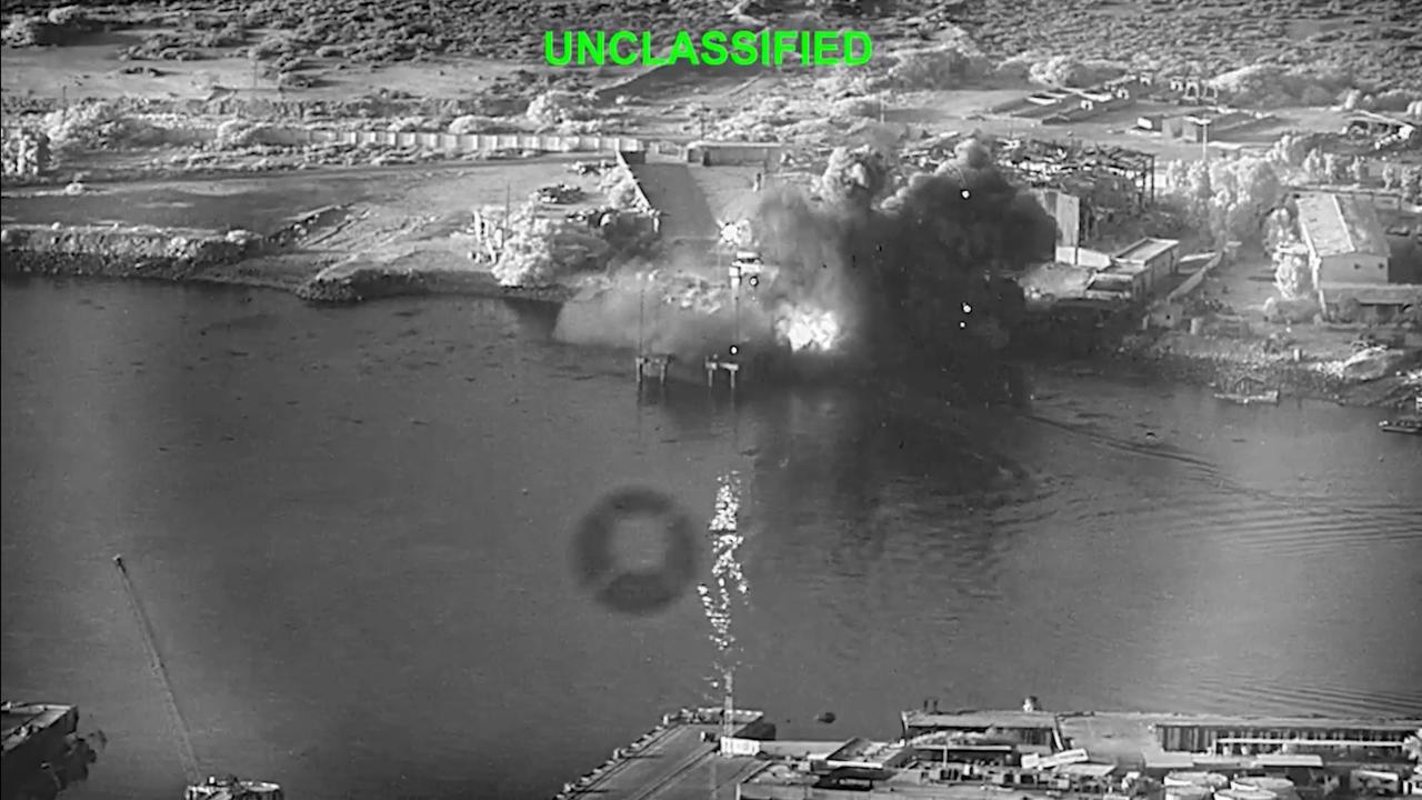 US CENTCOM image of an explosion at Bandar Abbas Naval Base, Iran