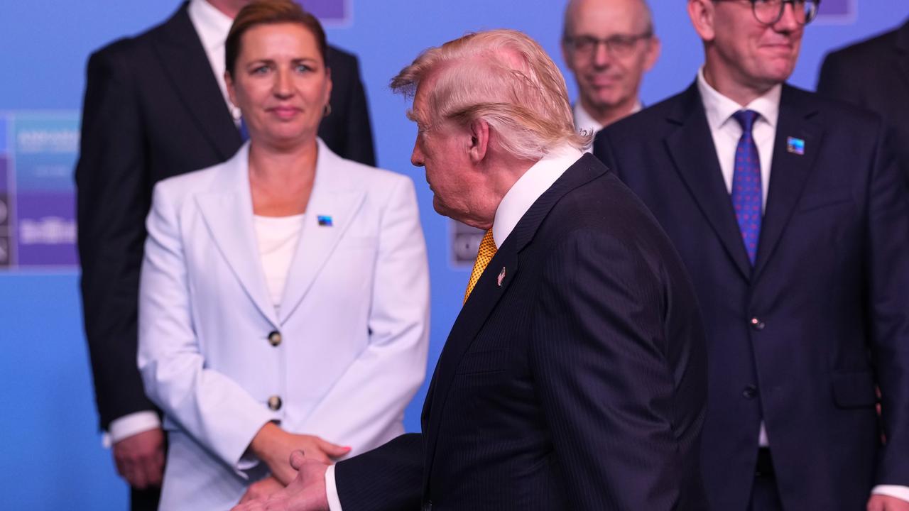 Mette Frederiksen, Donald Trump and Kristen Michal at the NATO summit