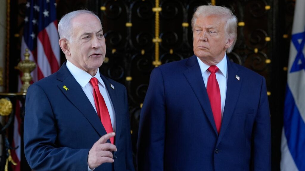 Israeli Prime Minister Benjamin Netanyahu and Donald Trump have held talks at the White House.
