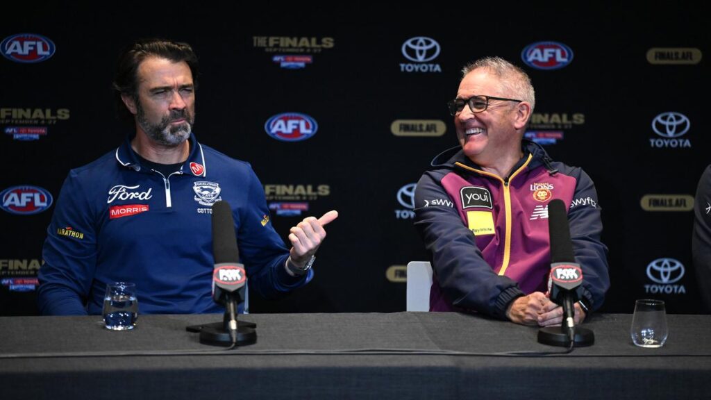 Geelong coach Chris Scott and Brisbane’s Chris Fagan are about to renew their rivalry.

